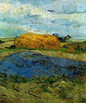  Gogh Oil Painting - Haystack under a Rainy Sky Vincent van Gogh